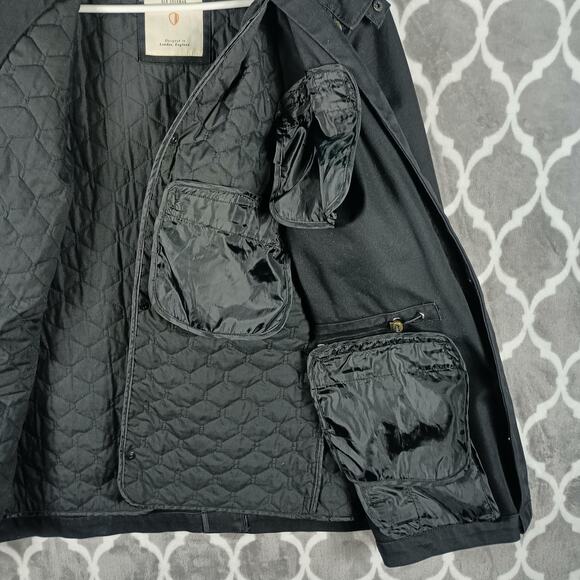 Ben Sherman Plectrum Jacket Mens XL Black Hooded Quilted Lined Field Coat - Picture 5 of 11